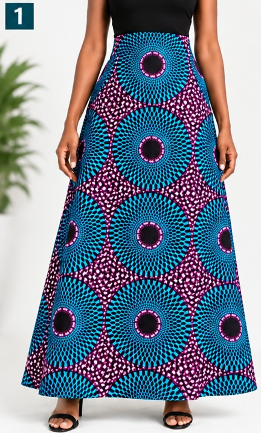 Handmade African Print A-Line Maxi Skirt – Size 14