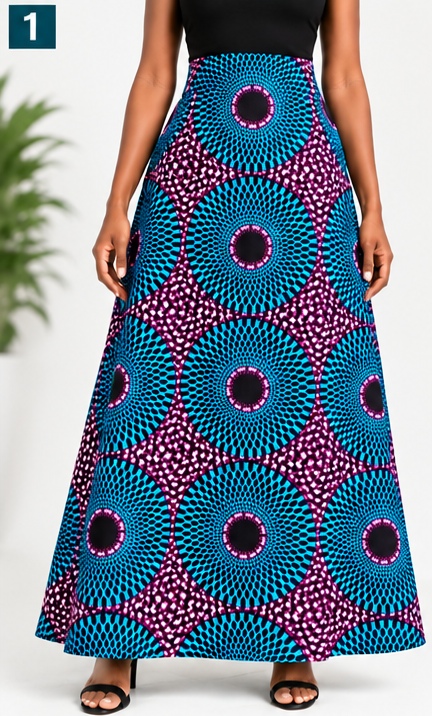 Handmade African Print A-Line Maxi Skirt – Size 14