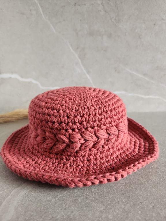 Crochet toddler sun hat, handmade cotton summer sun hat