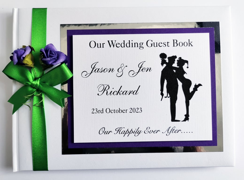 Joker and Harley Quinn wedding guest book, Superheroes wedding book