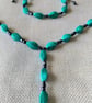 Turquoise & Black Beaded Necklace and Bracelet Set - Handmade Boho Jewellery. - Image 3