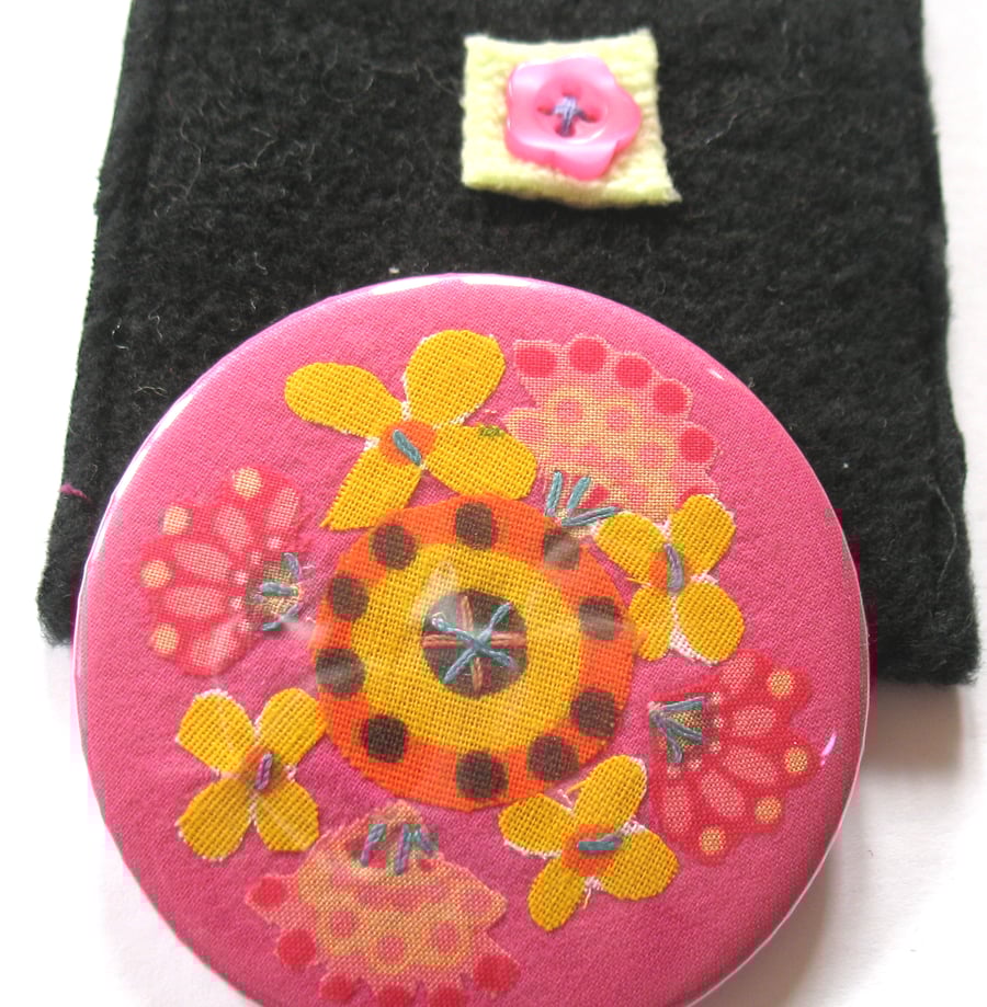 Flower mirror and pouch