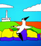 Gannet at Flamborough Head East Yorkshire colourful Giclee print - Image 1