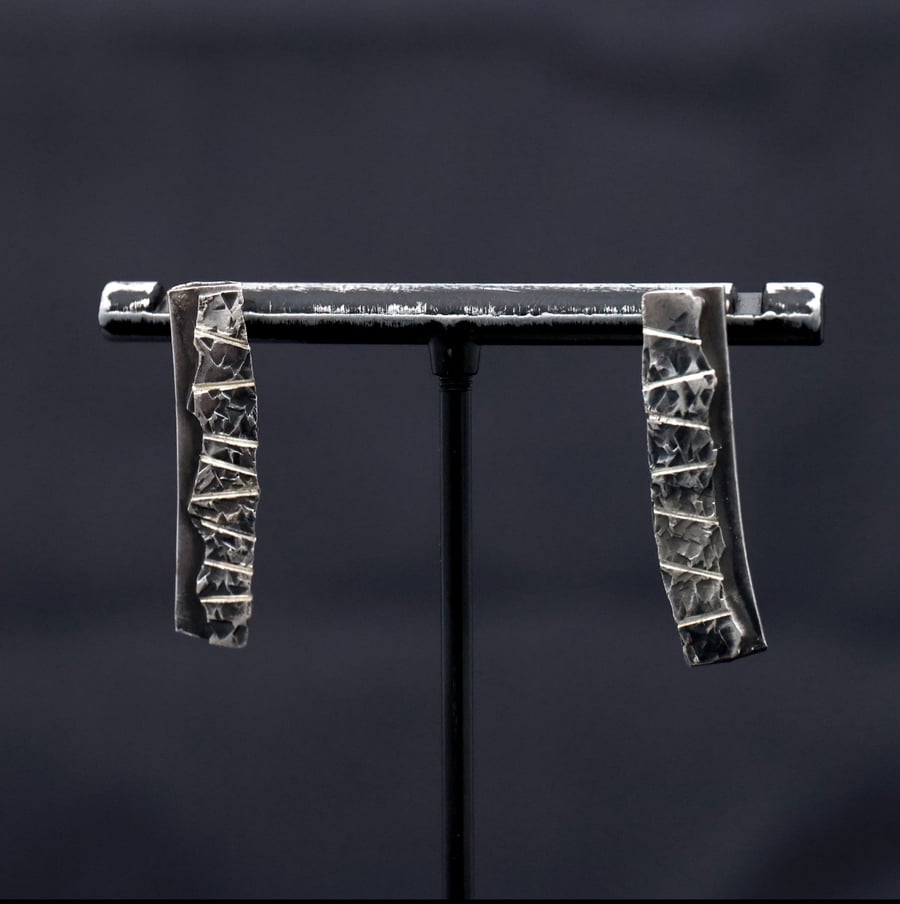 Sterling silver abstract and layered drop earrings