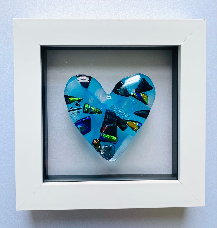 Dichroic  fused glass heart picture