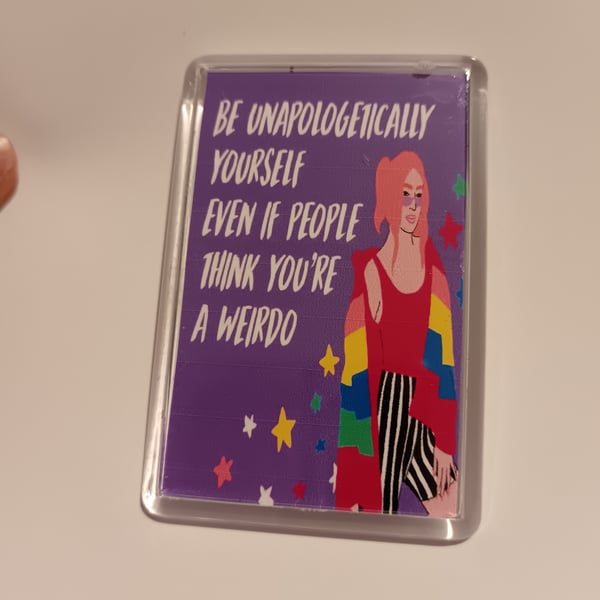 Quirky quote be a weirdo art fridge magnet 