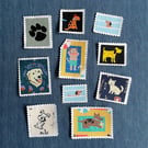 Fabric Postage Stamps - Doggies