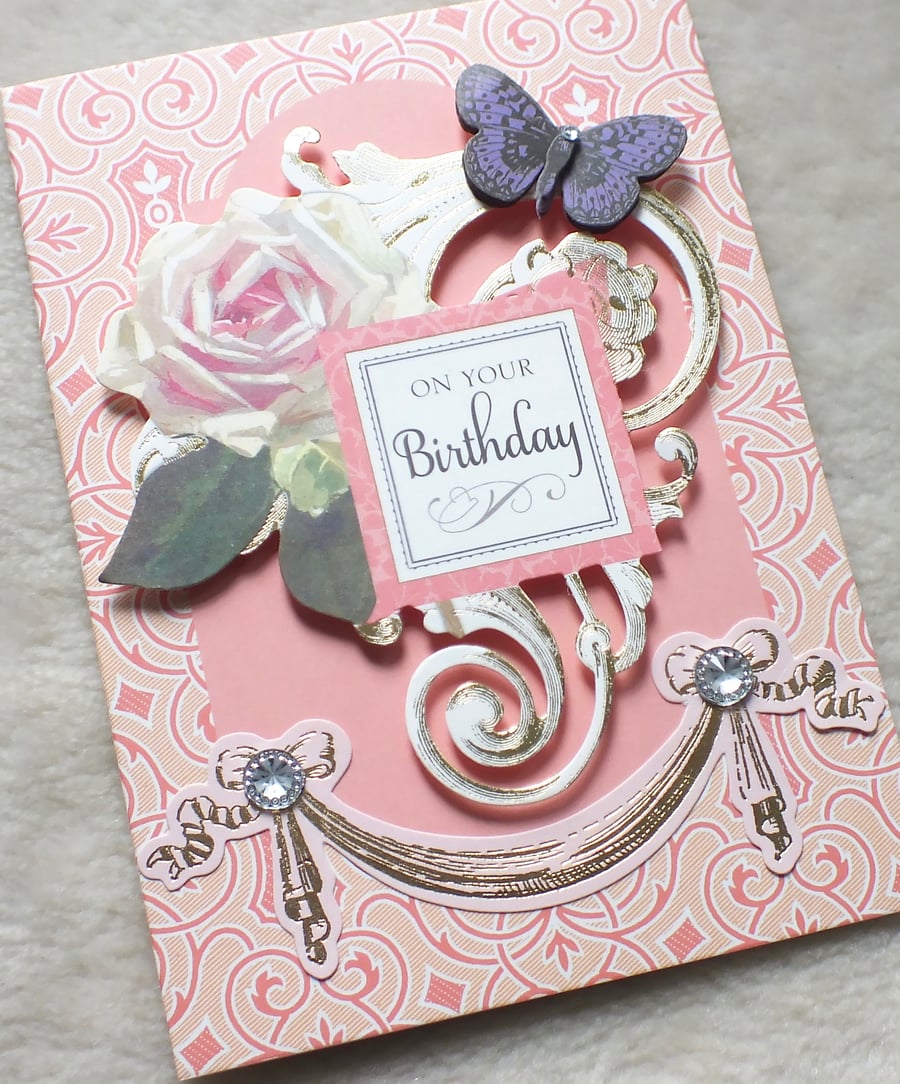 Luxury Handmade Vintage Birthday Card