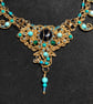 Bejewelled Wire Weave Elephant Necklace with Jasper, Tarnish resistant Gold plat - Image 5