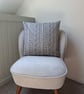 Navy Floral Stripe Cushion - Image 2