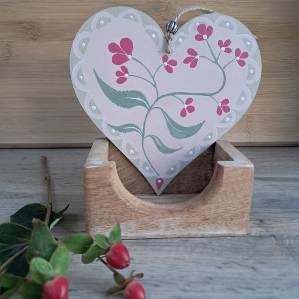 Hand Painted Wooden Heart