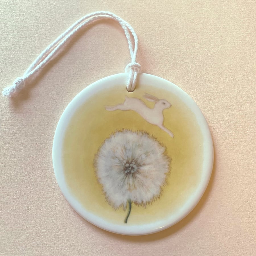 Perfectly Imperfect - Jumping Bunny hanging ornament - a 'second'