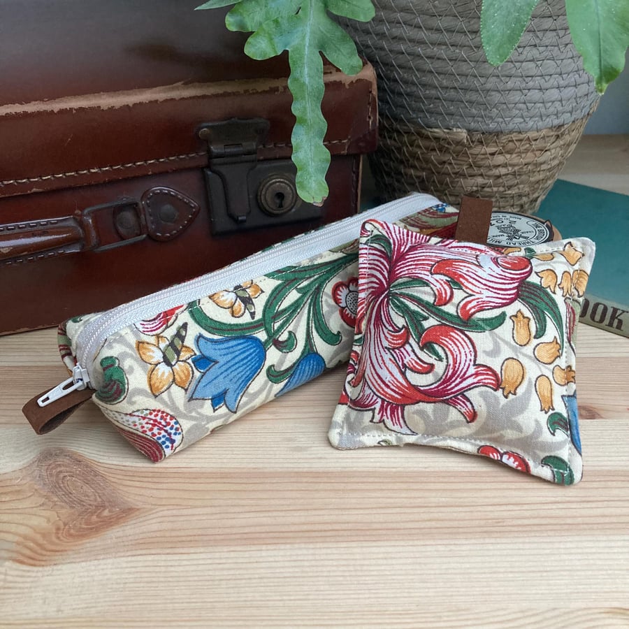 Handmade William Morris Gift Set - Pencil Case & Pin Cushion - various patterns 