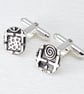 Handmade oxidised sterling silver cufflinks, slightly concave shape, 13mm dia.