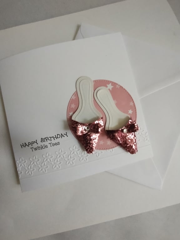 Happy Brithday Twinkle Toes - Pink Glitter and Diamante Style Shoes 