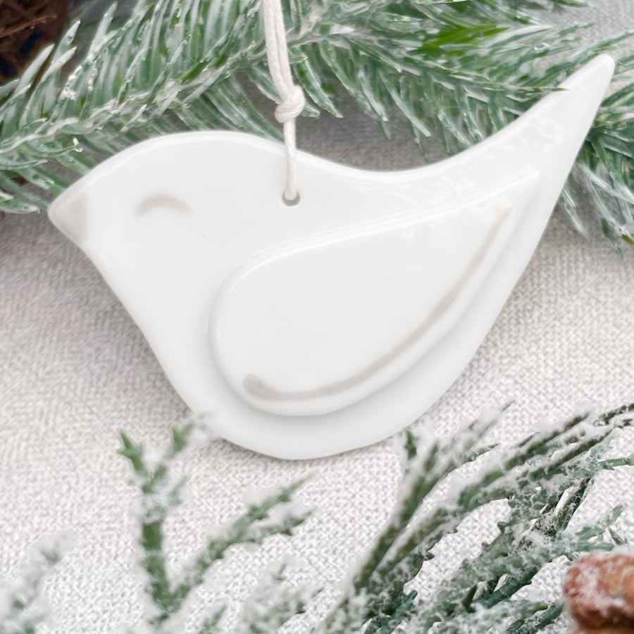 Dove - Christmas decoration - handmade fused glass