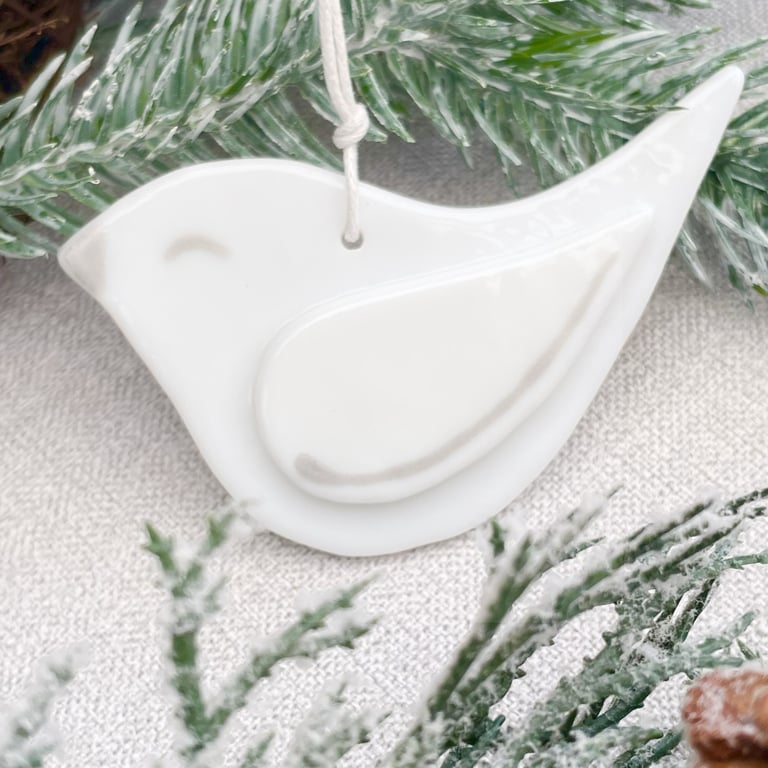 Dove - Christmas decoration - handmade fused glass