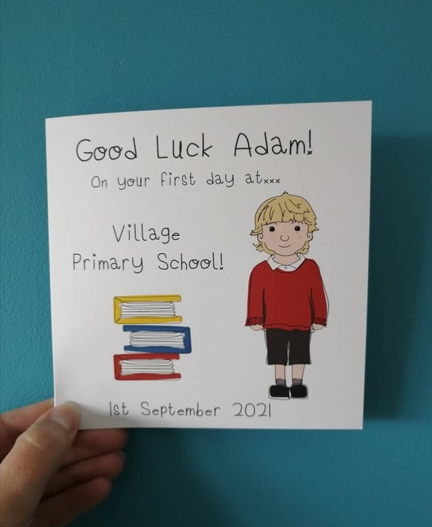 Good Luck starting School Card, First Day at School, Good Luck first day card