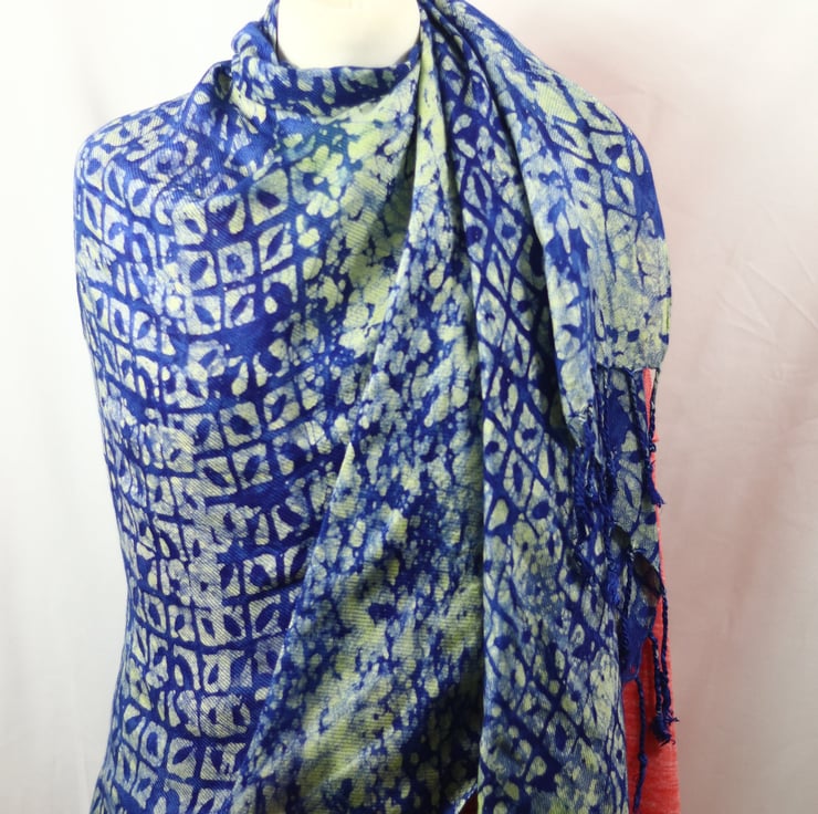 Blue and White Scarf, African Tie dye Scarves, Pashmina hand on sale made scarf, African Adire Batik Scarf, Adire African Wrap