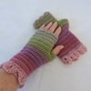 Crochet Fingerless Mittens with Dragon Scale Cuffs 