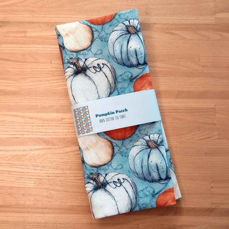 Pumpkin Patch Illustrated 100% Cotton Tea Towel