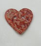 Medium Bright Copper Leaf Sprig Texture Heart Shaped Ceramic Button - Image 3