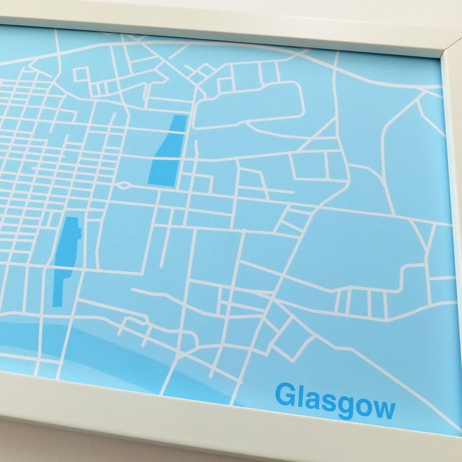 Glasgow Map Print - Beautiful Blue