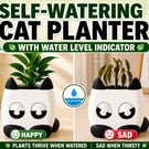 Self-Watering Cat Planter – Cute 3D Printed Plant Pot with Water Level Indicator