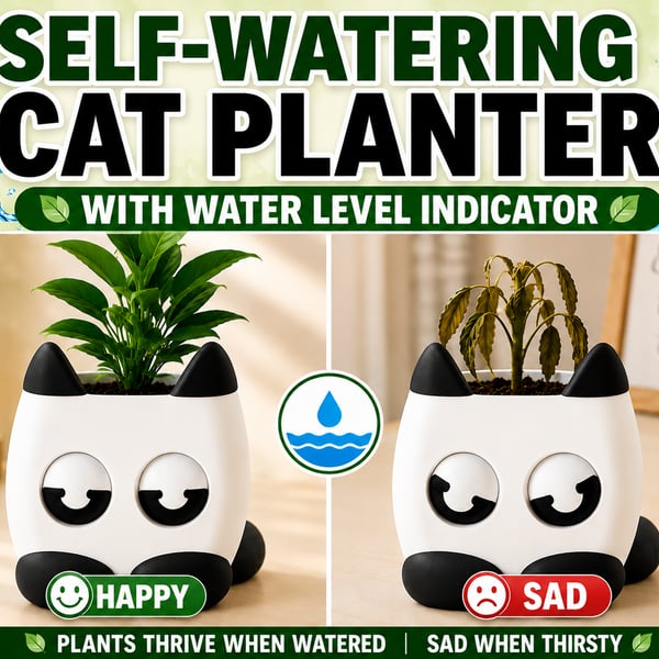 Self-Watering Cat Planter – Cute 3D Printed Plant Pot with Water Level Indicator
