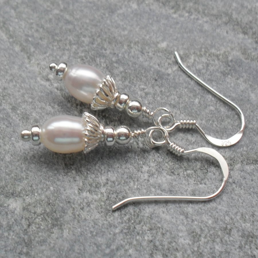 Sterling Silver Freshwater Pearl Drop Earrings