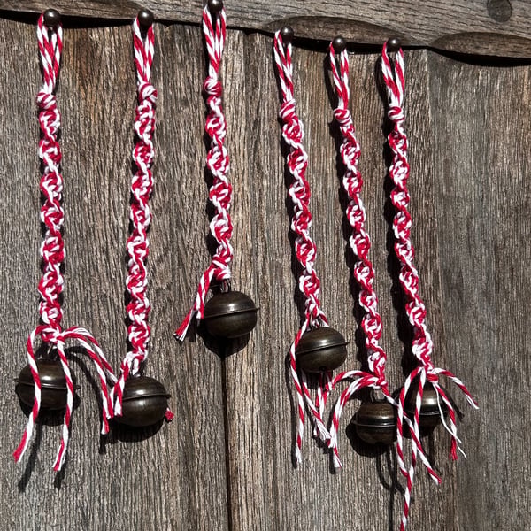 Candy macrame jingle bells - Christmas tree dec... - Folksy