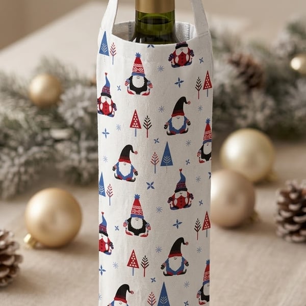 White Christmas gonk bottle bag