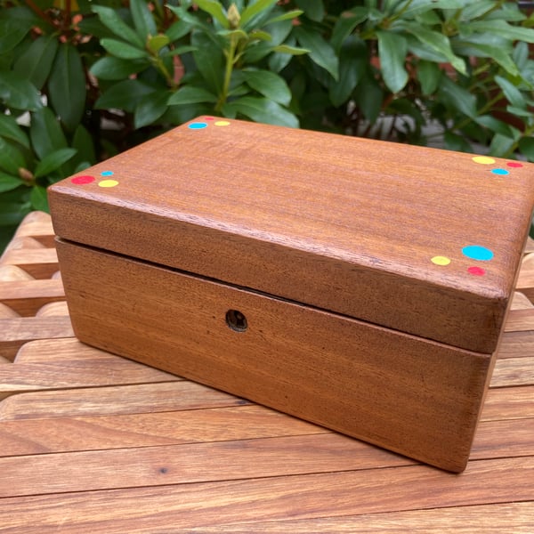 ‘Bubbles’ Painted Wooden Jewellery or Stationary Box with Tray