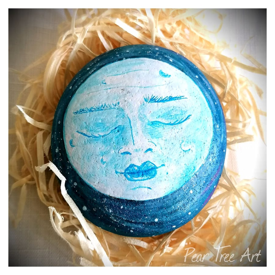 Moon Rock Art, Hand Painted. 