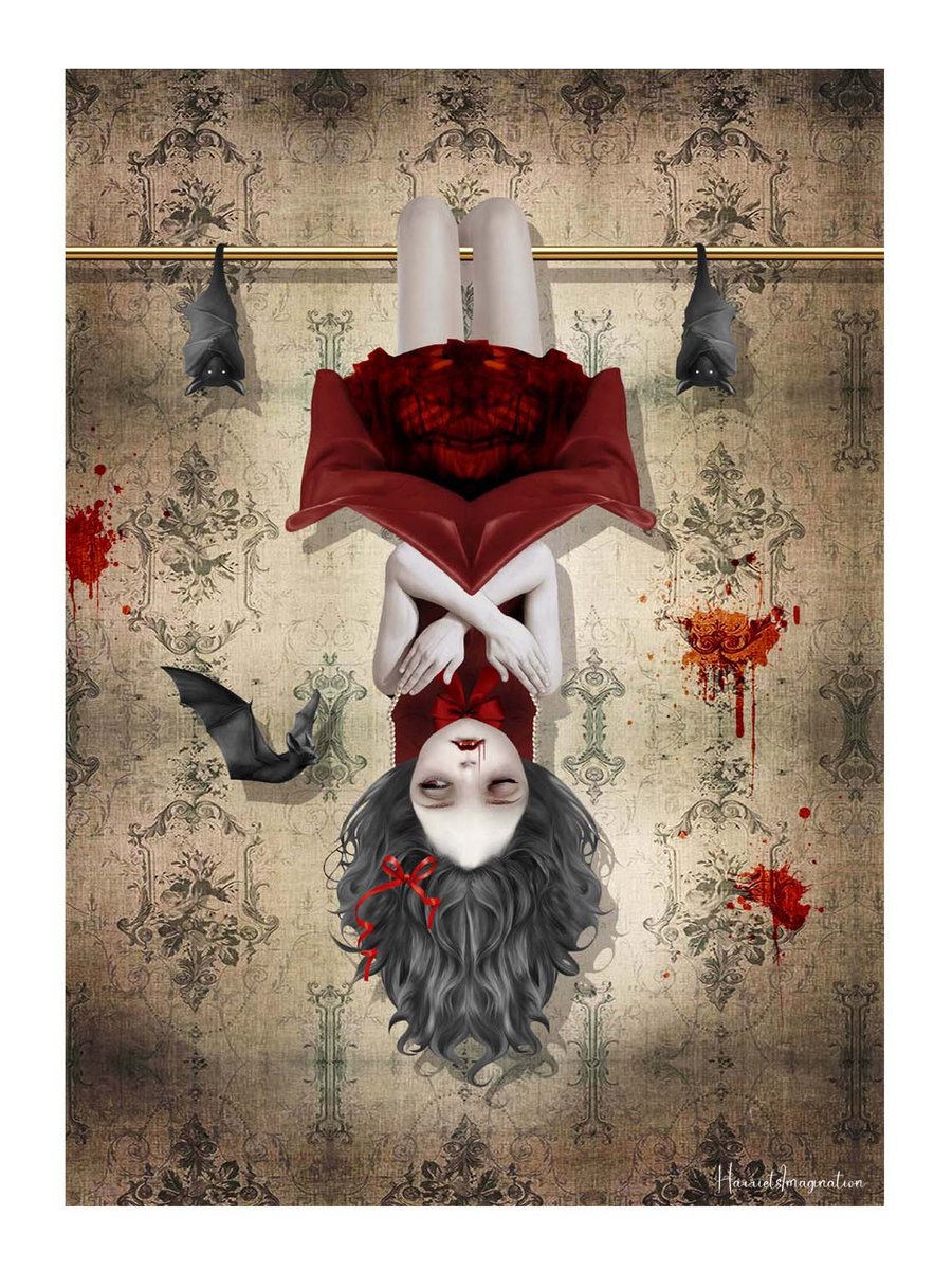 Vampire And Bats Art Print, Gothic Home Decor