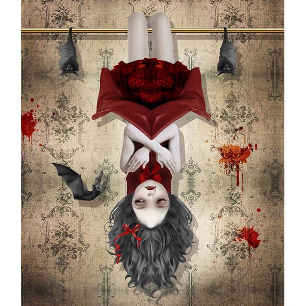 Vampire And Bats Art Print, Gothic Home Decor