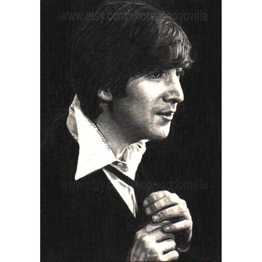Free shipping John Lennon Beatles era 12 x 8 inch print of a drawing