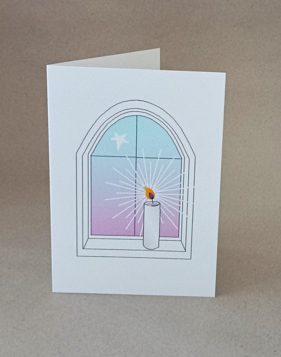  Evening Candle Christmas card and meditation card, blank inside handmade card