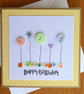 Birthday Card - Buttons, Hearts and Sequins - Kraft - Yellow and Peach