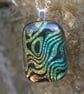 Gold and blue contours dichroic glass pendant, fused glass necklace SKU F43 - Image 6