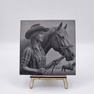 Horse engraved slate