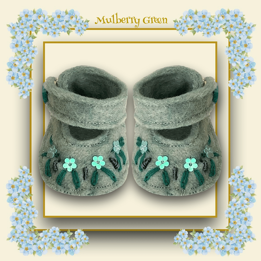 Duck Egg Blue Embroidered Shoes