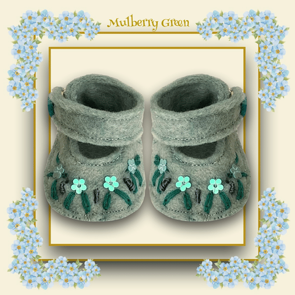 Duck Egg Blue Embroidered Shoes