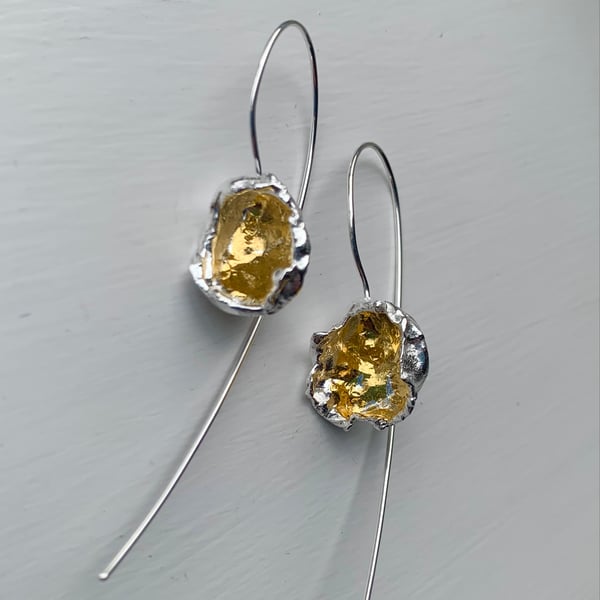 Silver and gold stem earrings