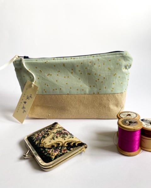 Dotty print make up- toiletries- small project bag 