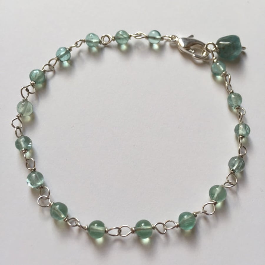 Apatite sterling silver bead bracelet