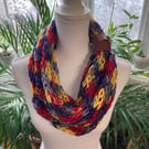 Crochet mesh rainbow colors shawl hand knit rope shawl with faux leather strap 