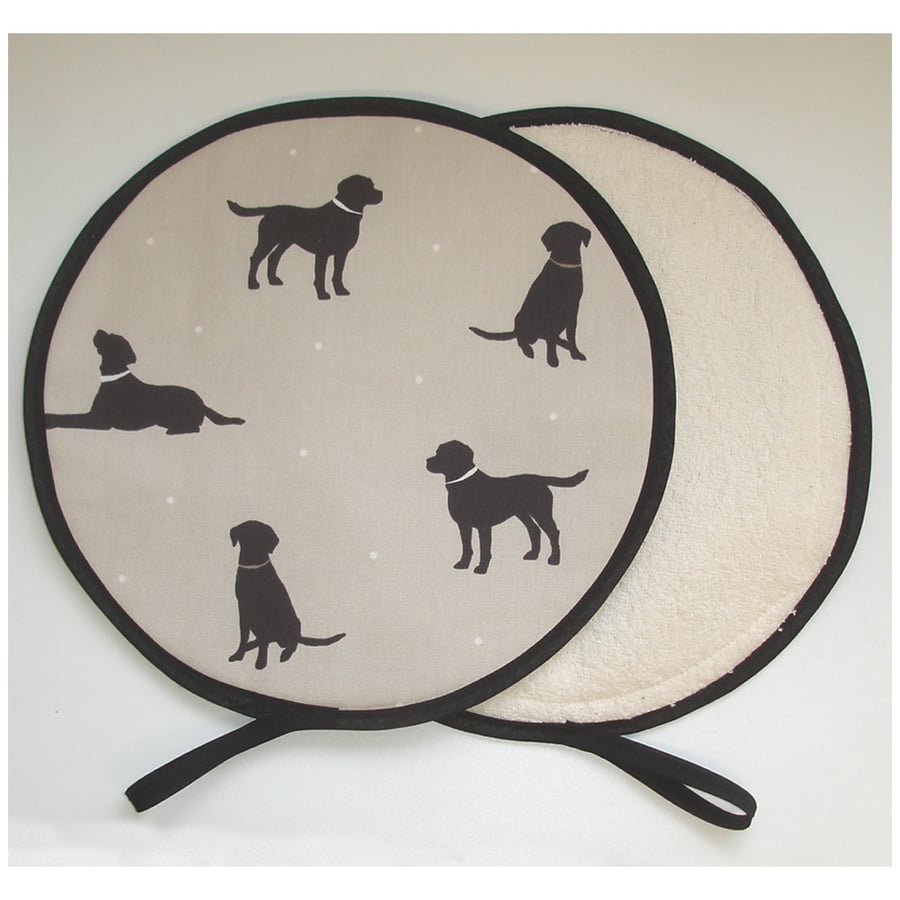 Aga Hob Lid Covers Brown Labrador Dogs Mats Pads Hats Round Pair of