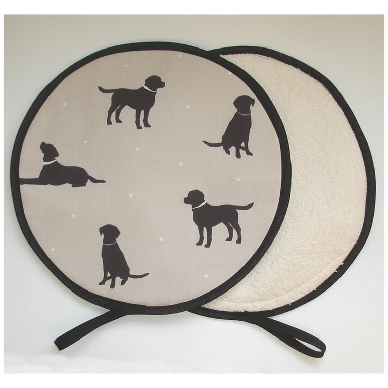 Aga Hob Lid Covers Brown Labrador Dogs Mats Pads Hats Round Pair of