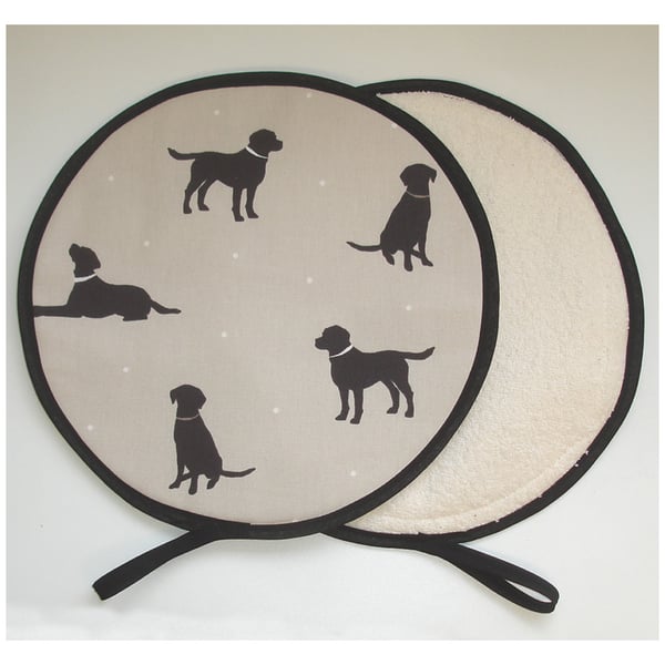 Aga Hob Lid Covers Brown Labrador Dogs Mats Pads Hats Round Pair of
